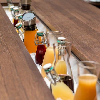 Auswahl an Frühstückssäften im Best Western Premier Hotel Rebstock